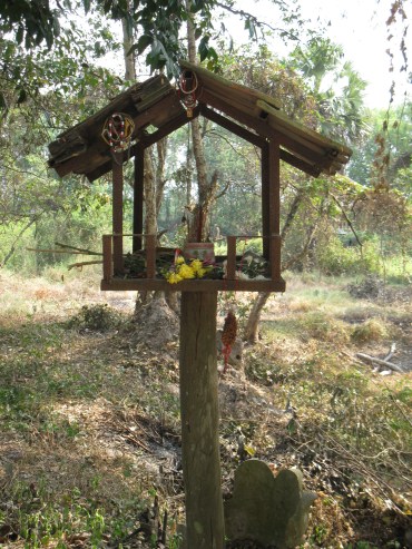spirit house, a tradition which predates both Hinduism and Buddhism in Cambodia — meant to provide shelter for spirits who have no place to rest